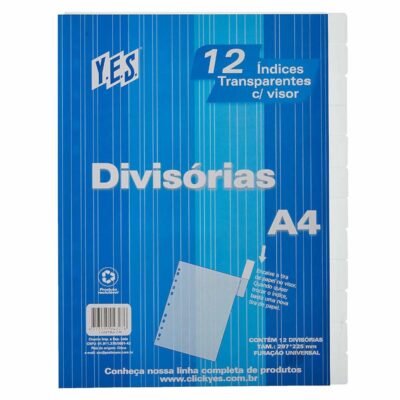 Divisoria Fichario A4 Com 12 Indices - Incolor