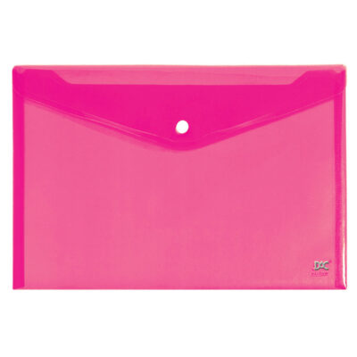 Envelope Plástico Com Botão 332x237mm - Rosa