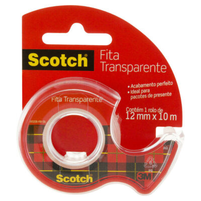 Fita Adesiva Scotch Transparente Com Suporte 12x10