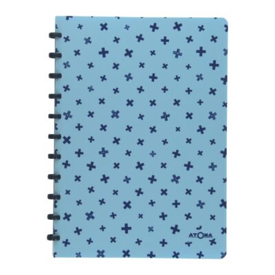 Caderno Universitário Grande Espiral Capa Plástica Com 72 Folhas - Azul Claro Pastel/Azul Marinho+