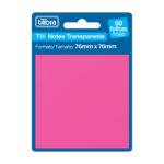 Bloco Notas Adesivas Post It Tili Notes 76mmx76mm Com 50 Folhas Transparente - Rosa