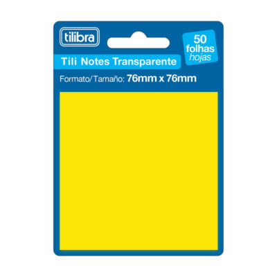 Bloco Notas Adesivas Post It Tili Notes 76mmx76mm Com 50 Folhas Transparente - Amarelo