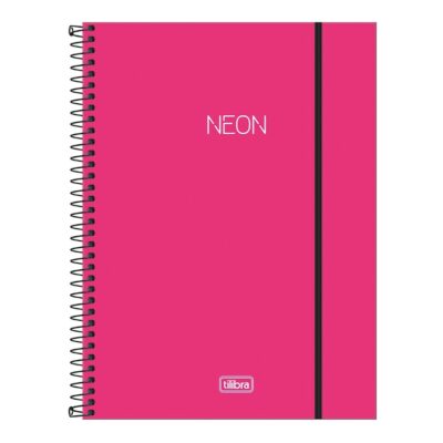 Caderno Universitário Grande Capa Plástica Neon - Rosa
