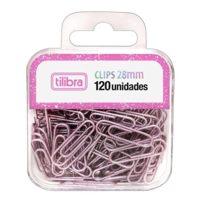 Clips Tilibra 28mm Com 120 Unidades -glitter Pink