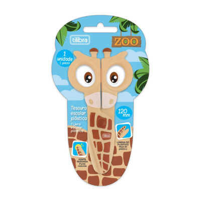 Tesoura Escolar Plástica 120mm - Zoo Girafa