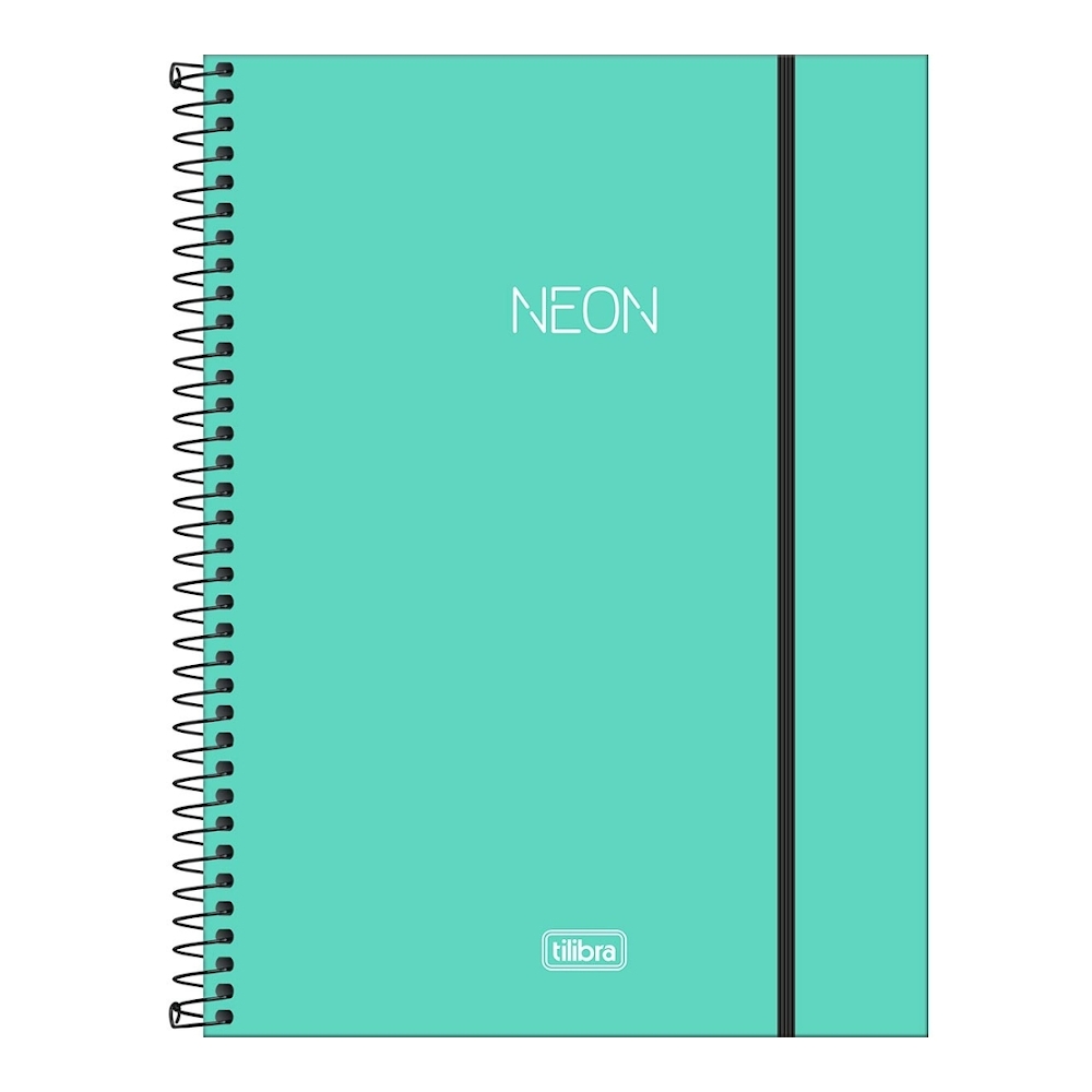 Caderno Espiral Capa Plástica Universitário 160 Folhas Neon Turquesa Grafipel Livraria 5403