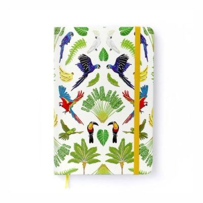 Caderneta Anotações 160 Folhas Sem Pauta - Pássaros, Floresta Tropical - Branco