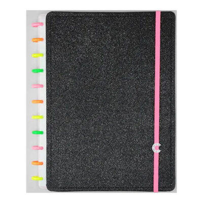 Caderno Inteligente 1/4 A5 Pequeno Espiral Com 80 Folhas Lets Glitter - Neon Black