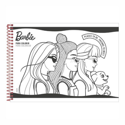 Caderno De Desenho/Cartografia Espiral 80 Folhas Barbie – Estampas Diversas