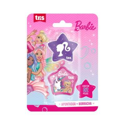Kit Apontador Com Depósito + Borracha Com 2 Unidades Barbie - Sortidos