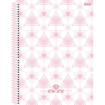 Caderno Universitário Grande Espiral Capa Dura 160 Folhas 10 Matérias Rosa Rosé - Estampas Diversas