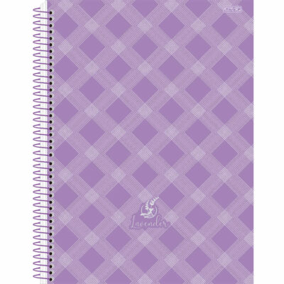 Caderno Universitário Grande Espiral Capa Dura 160 Folhas 10 Matérias Lavender - Estampas Diversas