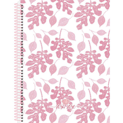Caderno Universitário Grande Espiral Capa Dura 80 Folhas  rosa Rosé - Estampas Diversas