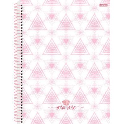 Caderno Universitário Grande Espiral Capa Dura 80 Folhas  rosa Rosé – Estampas Diversas