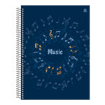 Caderno Universitário Grande Espiral Capa Dura 80 Folhas Música - Estampas Diversas