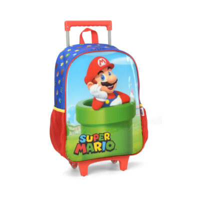 Mochila Com Rodinhas Super Mario - Azul