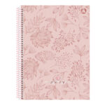 Caderno Universitário Grande Espiral Capa Dura 80 Folhas  rosa Rosé - Estampas Sortidas