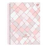 Caderno Universitário Grande Espiral Capa Dura 80 Folhas  rosa Rosé - Estampas Sortidas