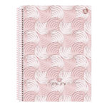 Caderno Universitário Grande Espiral Capa Dura 80 Folhas  rosa Rosé - Estampas Sortidas