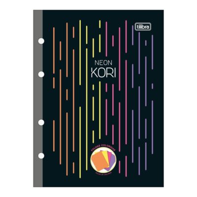 Bloco Refil Tiliflex Fichário Caderno Argolado Colegial 4 Furos 80 Folhas - Neon Kori