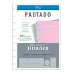 Refil Folhas Para Tilidisco Colegial 50 Folhas Coloridas - Pautado