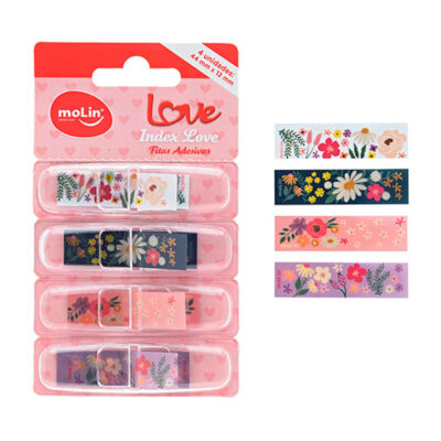 Bloco Notas Adesivas Post It Tili Notes Tag 44mmx12mm Com 20 Folhas Cada Bloco - 4 Cores Floral