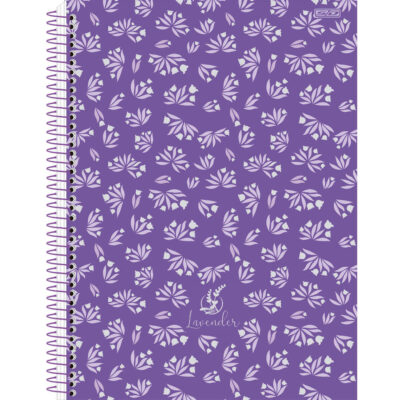 Caderno Universitário Grande Espiral Capa Dura 80 Folhas Lavender - Estampas Diversas