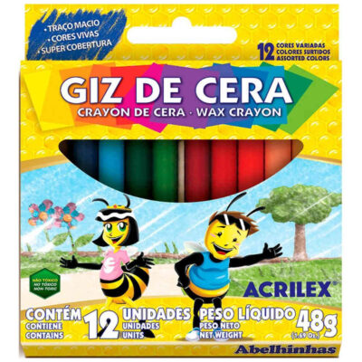 Giz De Cera Fino Com 12 Cores