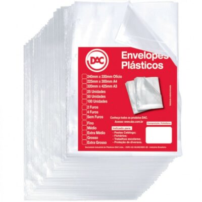 PlÁstico 4 Furos A4 Com 100 Folhas Extra MÉdio - Transparente