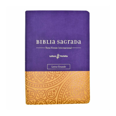 BÍblia - Letra Grande - Capa Em Couro Soft - Roxo E Amarelo