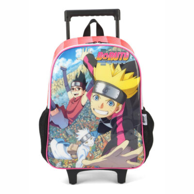 Mochila Com Rodinhas Boruto - Vermelha