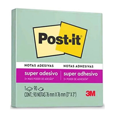 Bloco Notas Adesivas Post It 76mmx76mm Com 90 Folhas - Menta