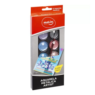 Aquarela Metálica Artist Com 12 Cores + 1 Pincel