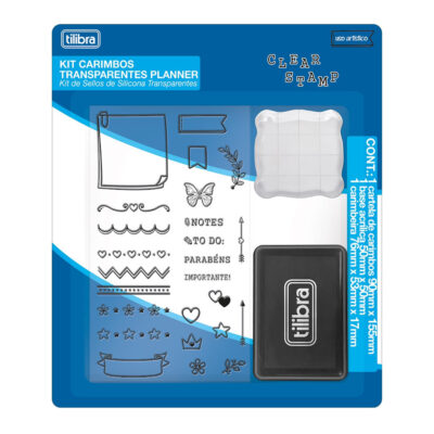 Kit Carimbos Clear Stamp Transparentes Planner - Com 3 Unidades