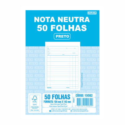 Bloco Nota Neutra Sem Cópia Multivias - Preto