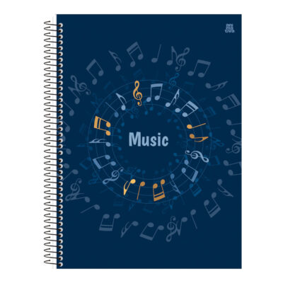 Caderno Universitário Grande Espiral Capa Dura 80 Folhas Música - Estampas Diversas