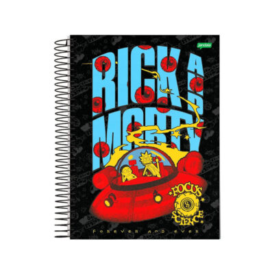 Caderno Universitário Grande Espiral Capa Dura 160 Folhas 10 Matérias Rick And Morty - Estampas Sort