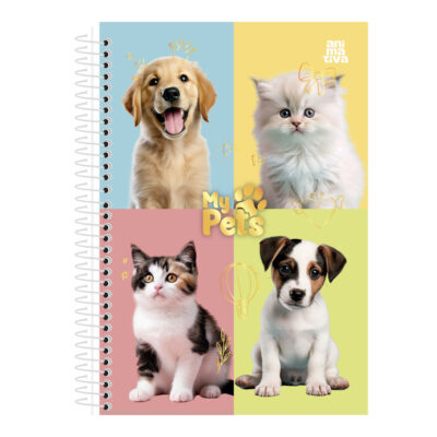 Caderneta Espiral Capa Dura 1/8 80 Folhas My Pets - Estampas Sortidas