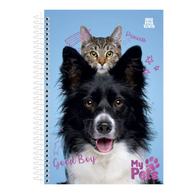 Caderneta Espiral Capa Dura 1/8 80 Folhas My Pets – Estampas Sortidas