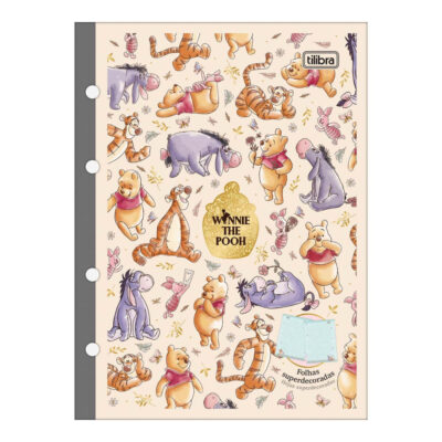 Bloco Refil Tiliflex Fichário Caderno Argolado Colegial 4 Furos 80 Folhas - Pooh