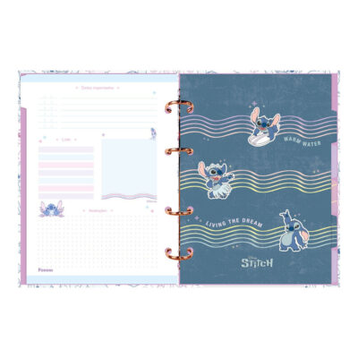 Fichário Caderno Argolado Colegial Com 4 Argolas – Stitch