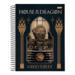 Caderno Universitário Grande Espiral Capa Dura 160 Folhas 10 Matérias House Of The Dragon - Estampas