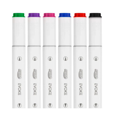 Marcador Artístico Evoke Dual Marker Com 6 Cores