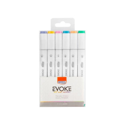 Marcador Artístico Evoke Dual Marker Pastel Com 6 Cores