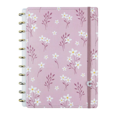 Caderno Inteligente Universitário Grande Espiral Com 80 Folhas - Pink Blossom By Sof