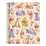Caderno Colegial Médio Capa Dura 80 Folhas Pooh - Estampas Sortidas
