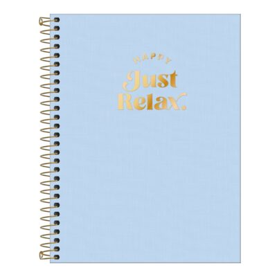 Caderno Colegial Médio Capa Plástica 80 Folhas Happy - Azul