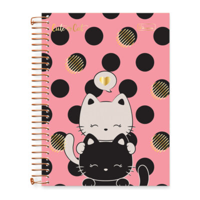 Caderno 1/4 Pequeno Espiral 80 Folhas Cute Cat – Estampas Diversas