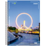 Caderno Universitário Grande Espiral Capa Dura 240 Folhas 12 Matérias Freedom - Estampas Diversas