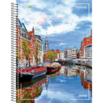 Caderno Universitário Grande Espiral Capa Dura 240 Folhas 12 Matérias Freedom - Estampas Diversas